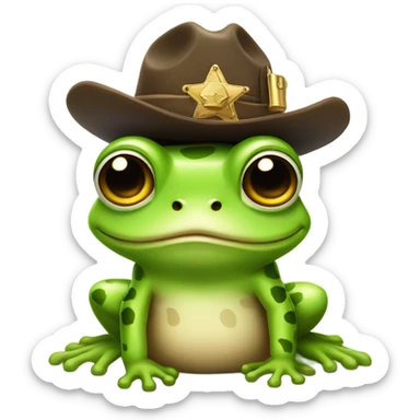 Really Cute frog with a sheriff badge and hat  sticker