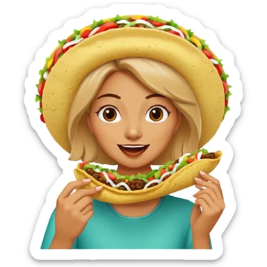 woman eating taco  sticker