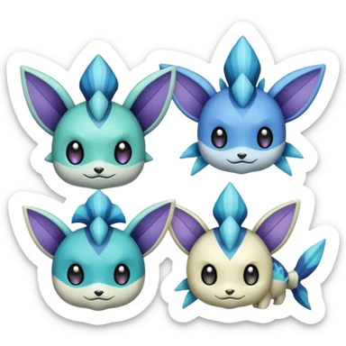 Meloetta-Noibat-Vaporeon-Dewott-Pokémon-Fakémon-creature sticker
