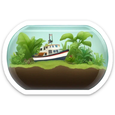 boat in a terrarium sticker