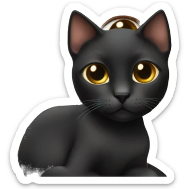 Black cute cat with blonde girl  sticker