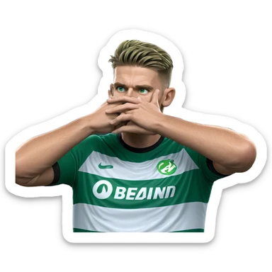 contemplative male in green jersey sticker