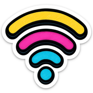 stylized wifi symbol with techy gradient effect, vibrant colors, modern look sticker