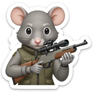 a rat aiming down a sniper rifle sticker