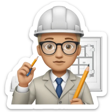 Architecter drawing a building plan sticker