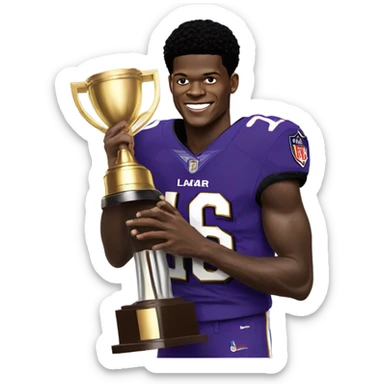 Lamar Jackson with trophy sticker