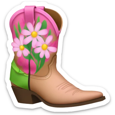 Cowgirl boots with pink and green flowers sticker