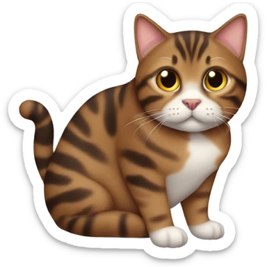 a fat brown tabby cat sticker