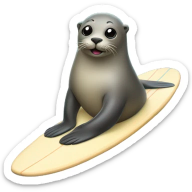 A seal on a surf board  sticker
