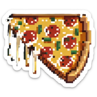 pizza slice with cheese stretching sticker