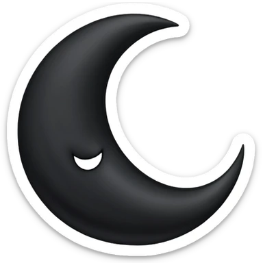dark crescent moon emoji style with no face no eyes no mouth solid dark colour no glow or other items  sticker