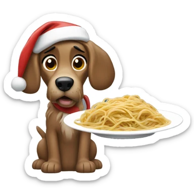 Lady and the Tramp eating spaghetti wearing Santa hat sticker