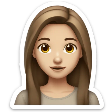 Girl white skin straight brown hair brown eyes cream shirt sticker