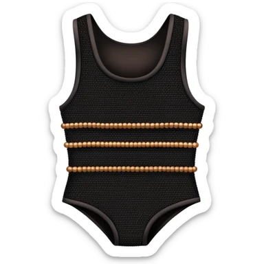 Black weaved tank top body suit with brown beads sticker