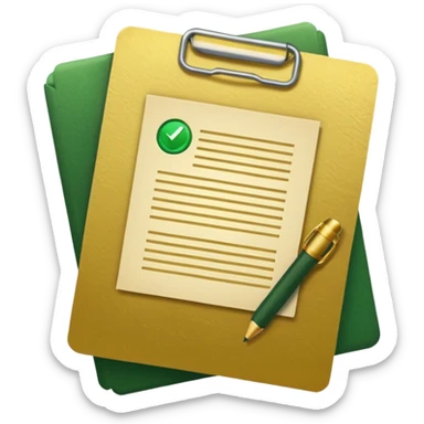 documents with golden and green colours sticker