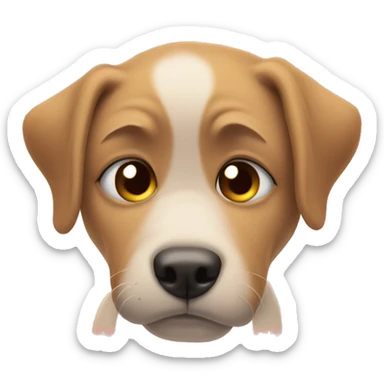 Sad face with puppy dog eyes and holding breaking heart  sticker