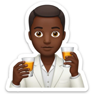 Dark Black Man holding a shot glass sticker