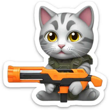 cat with nerf gun sticker