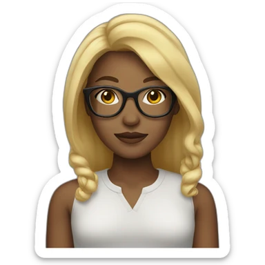 colored woman with blonde hair and glasses sticker