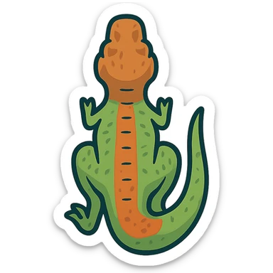 Top-down view of a T-Rex dinosaur, seen directly from above, with clear outlines and detailed texture, centered on a flat surface, bright lighting, sharp focus, no additional objects or features like wheels, stylized but realistic sticker