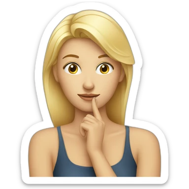 blond woman with hand on chin thinking posture sticker