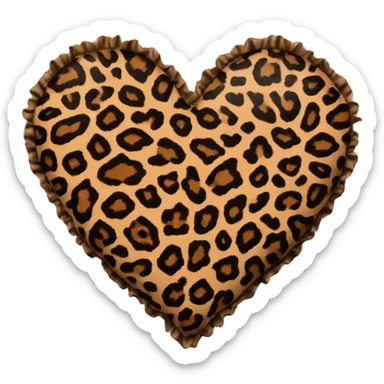 Leopard print heart with ruffles sticker