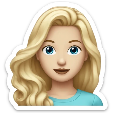 Straight Semi Wavy Blonde hair white girl with blue eyes and brown eyebrows  sticker