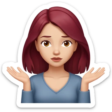 Beautiful long burgundy haired girl, shrugging shoulders sticker