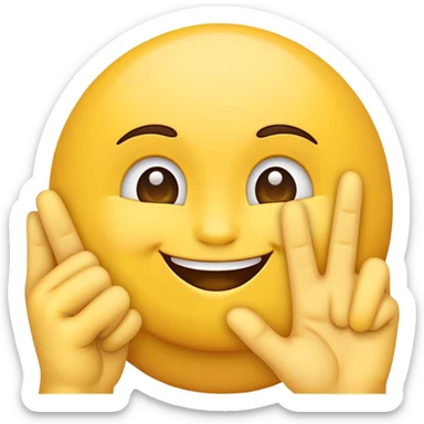 A proud emoji with show fingers on the cheek sticker