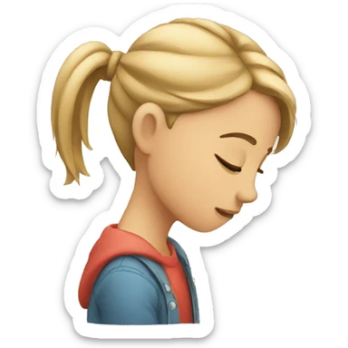 an girl tapping his head because of stress sticker