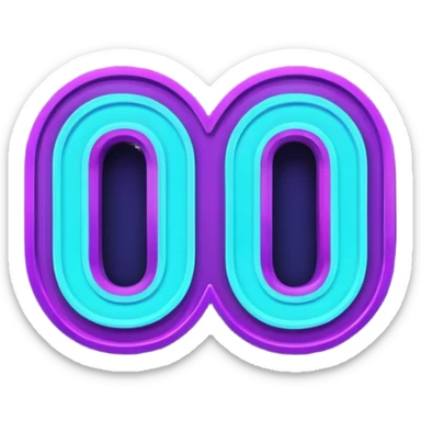 futuristic glowing neon “100” sign, purple and cyan glow, dark background sticker