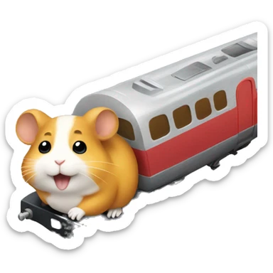 hamster rides a train sticker