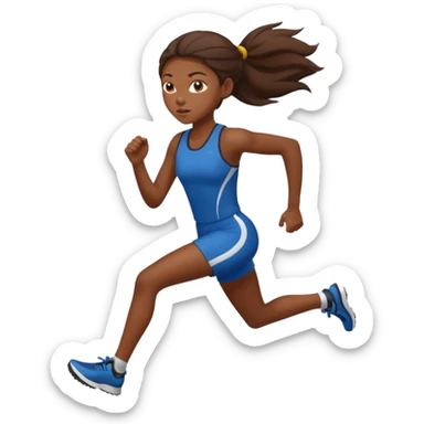 Black girl running track long brown hair  sticker