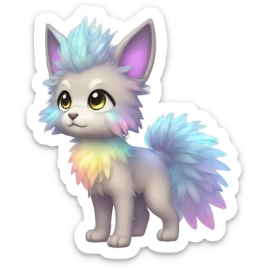 Shiny Chibi Sparkly Colorful Pastel Fluffy beautiful fantasy Kawaii Ethereal Sona Fakemon-animal Full Body sticker