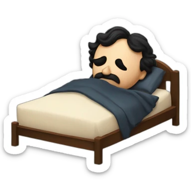 Edgar Alan Poe durmiendo en su cama sticker
