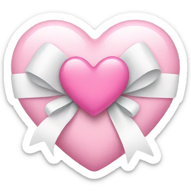 pink heart with white bow sticker