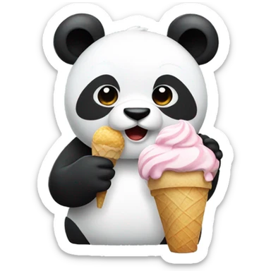 Panda eating ice cream sticker