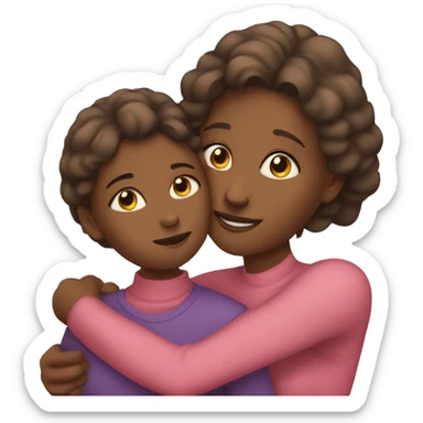 Mom and daughter hugging sticker