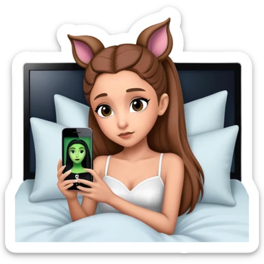 Ariana grande goes to bed and watches wicked on her modern television  sticker