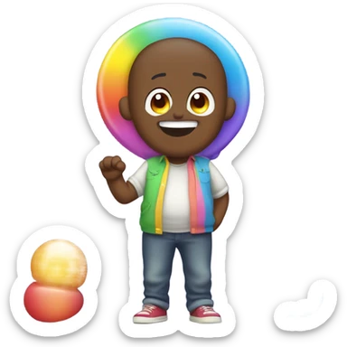 a pregnant man farting candy with rainbow ears sticker