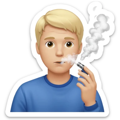 vaping male with blonde hair blowing vapor sticker