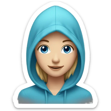 smiling girl in hoodie blue eyes and mascara sticker