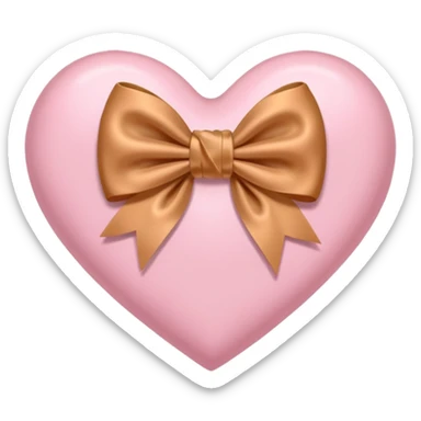 Baby pink heart with a light Carmel bow  sticker