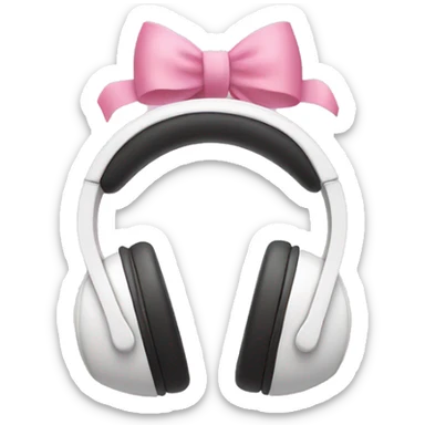 White headphones with little pink bows on each side sticker