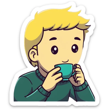 long blonde male sipping tea emote sticker