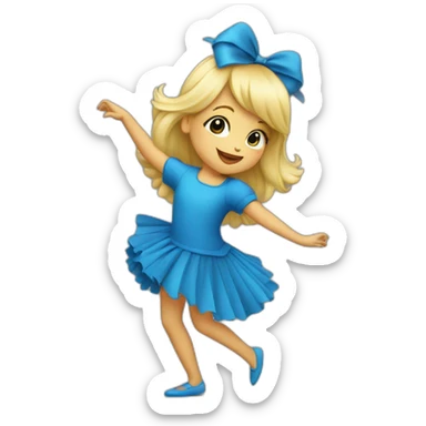 little blonde girl dancing in a blue bird costume sticker