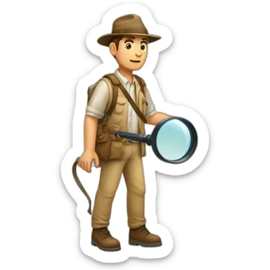 archaeologist searching with magnifying glass walking sticker