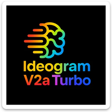 make a colorful text of "Ideogram V2a Turbo", black background, add this logo too sticker