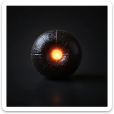 realistic black candy with a glowing center, photorealistic style sticker