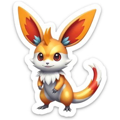 Colorful Shiny Exotic Victini-Salandit-Minccino-Emolga-Fakémon-hybrid-creature (full body)  sticker